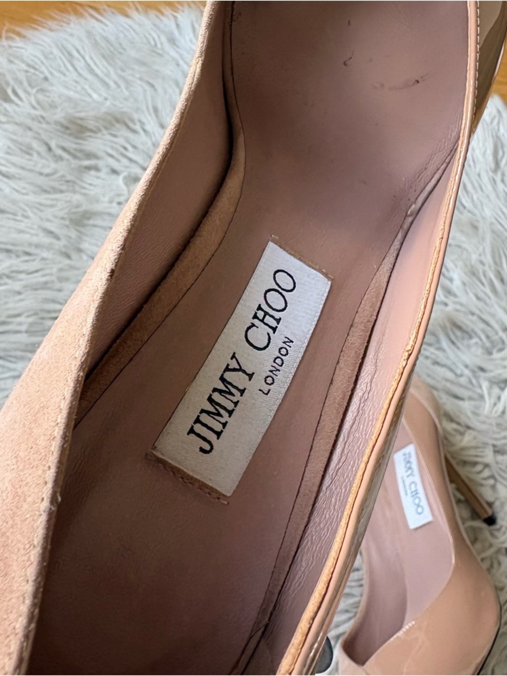 JIMMY CHOO Cass 95mm Ballet Pink Suede & Patent Pointed Toe Pumps EUC Size 40.5 - Picture 12 of 14